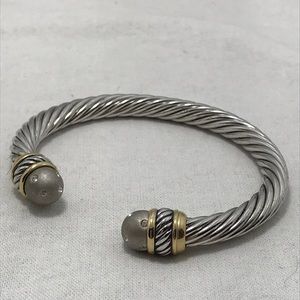 New 2 tone cable bracelet with matte silver crystal accented tips